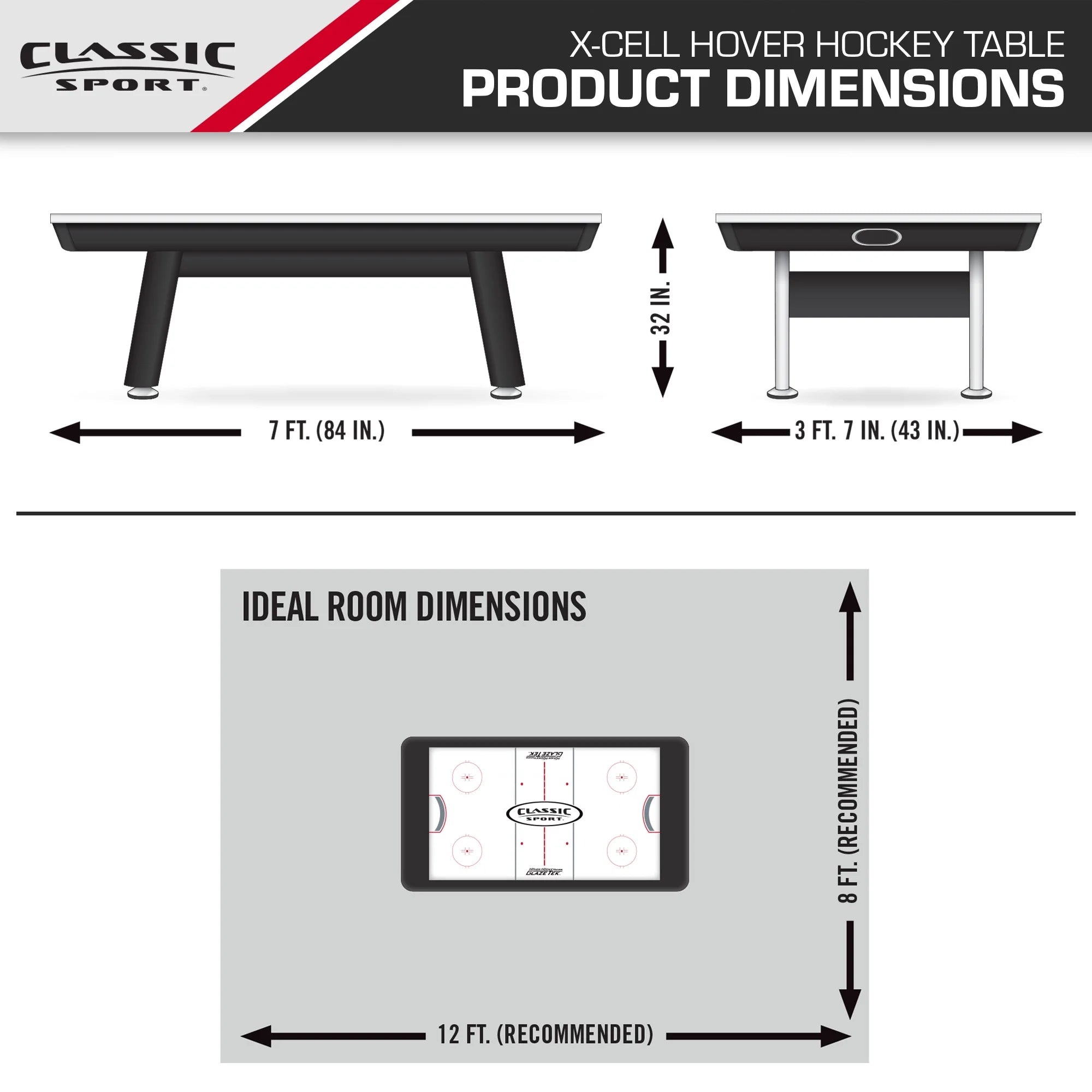 Classic Sport X-Cell 84" Air Hockey Table with LED Scoring
