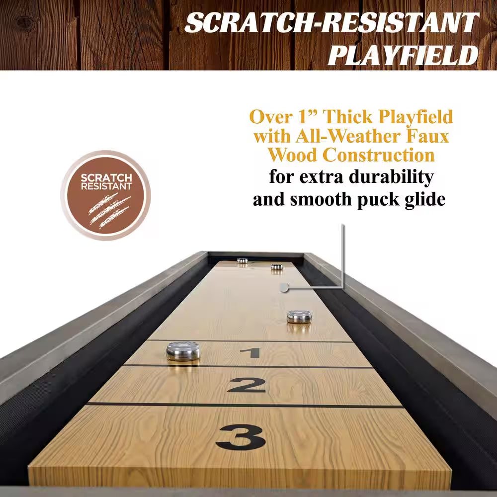 11 Ft. Aurora Outdoor Shuffleboard Table with All-Weather Playfield and (8-Puck Set)