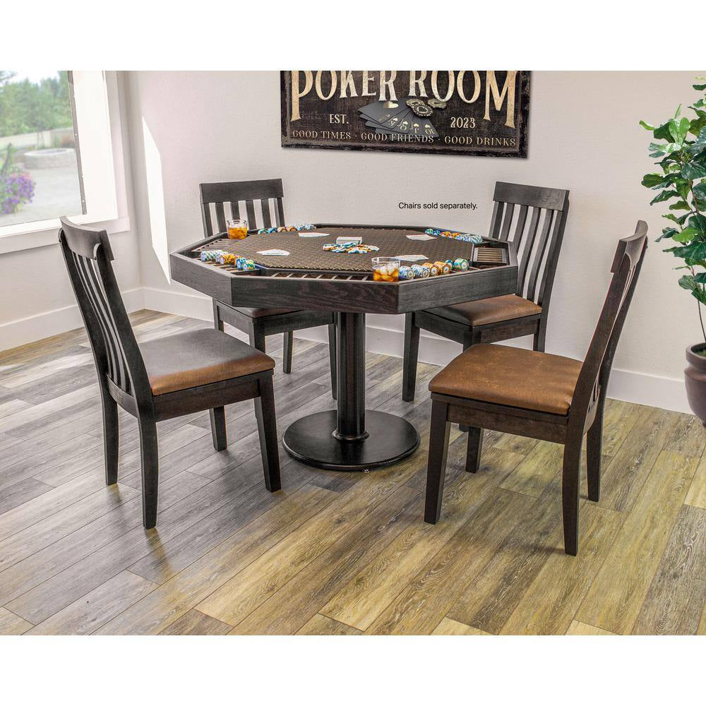 Lost Mill 8 Station Poker Table 1 Quantity in Mocha Oak 1 Pack with 8 Solid Wood Chip Trays