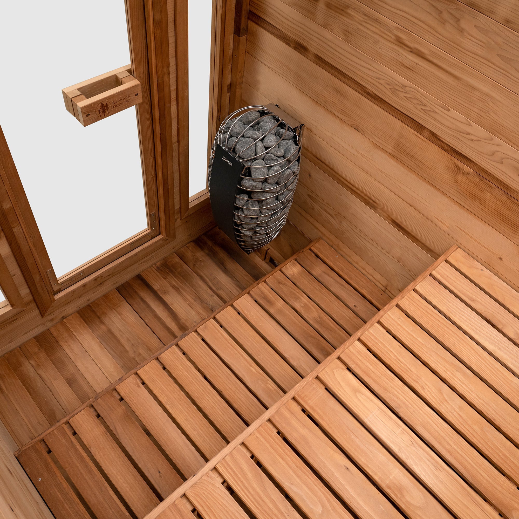 Cabin Outdoor Sauna - 4 Person w/ Harvia KIP 8kW Wi-Fi Heater