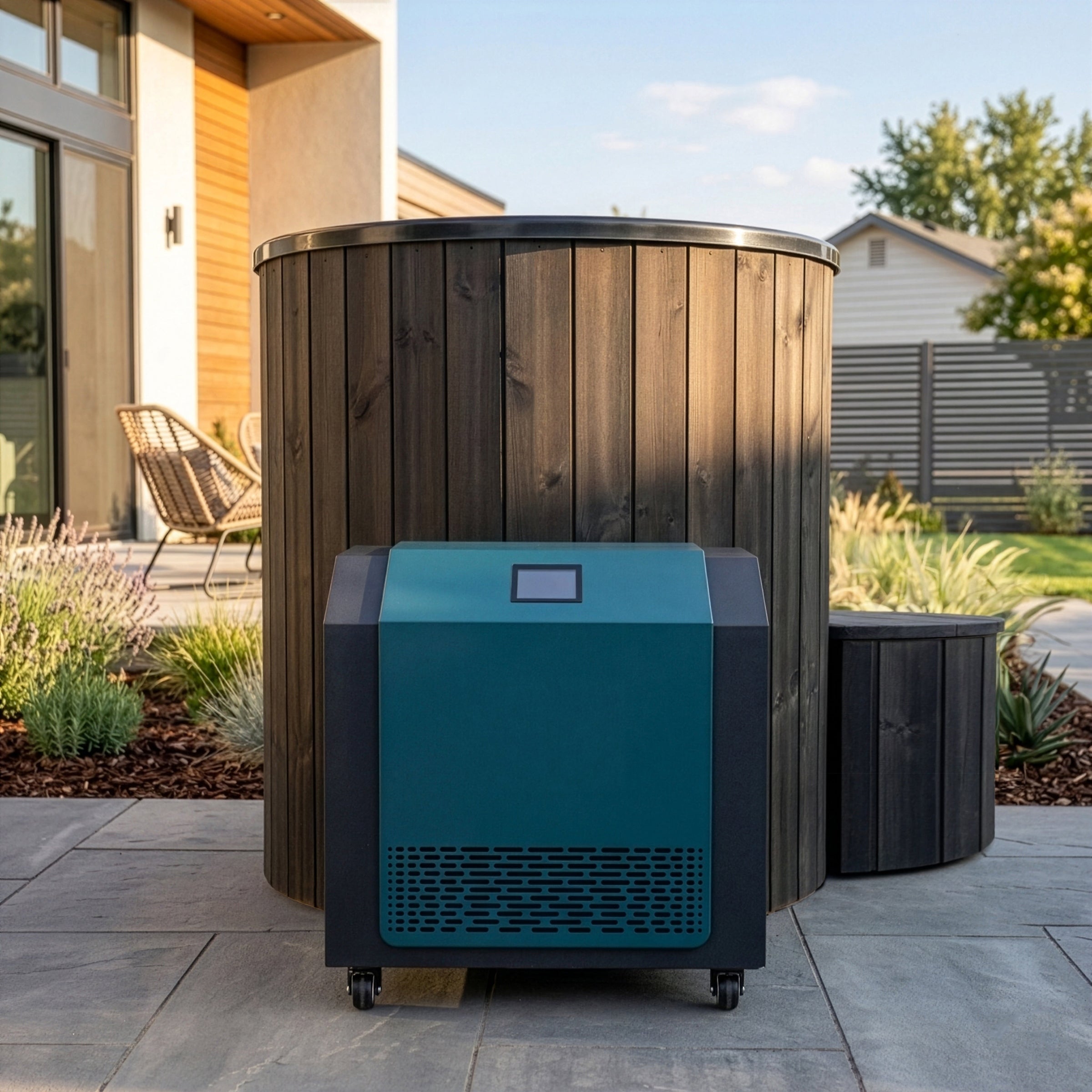 SaunaLife S1BC Cold Plunge Tub with Chiller & Heater – 1 Person Hot & Cold Therapy Tub