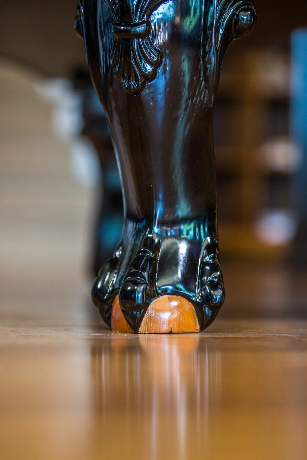 8' Covington Billiard Table with Carved Solid-Wood Legs and Antiqued Wood Finish