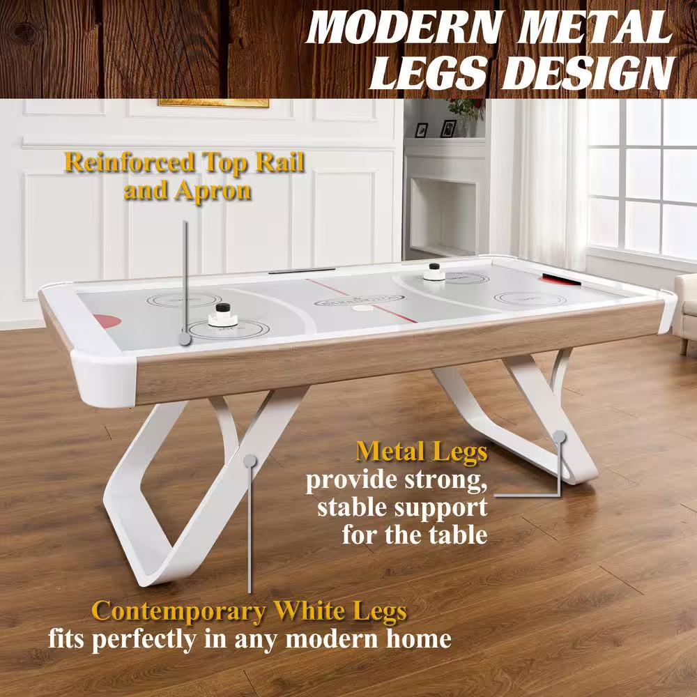 Camden 90" Air Hockey Table with LED Electronic Scorer, Arcade Sound Effects, UV Coated Surface and Pushers and Pucks