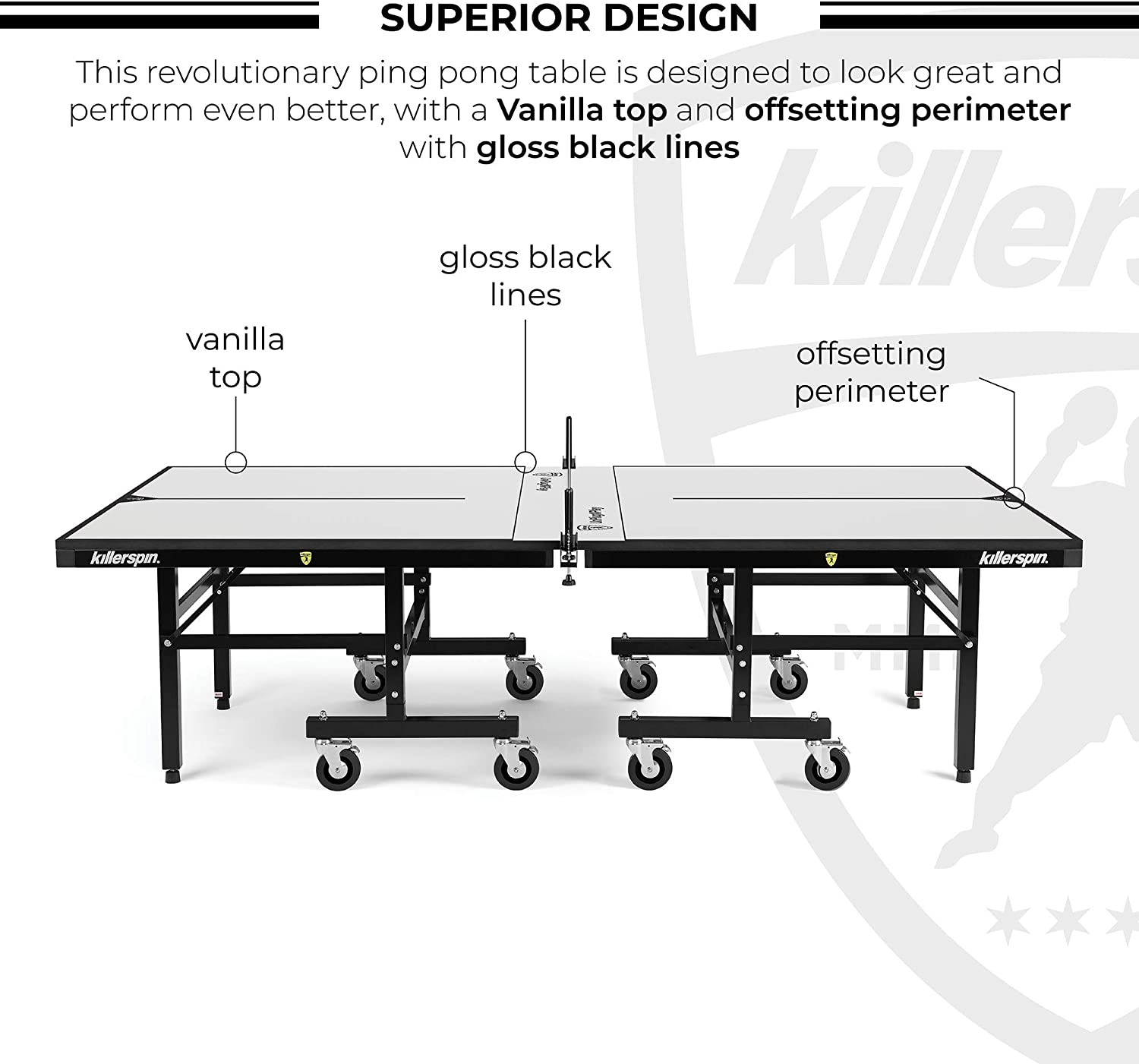 Killerspin MyT 415X Max Vanilla Ping Pong Table- Indoor folding Table Tennis Table