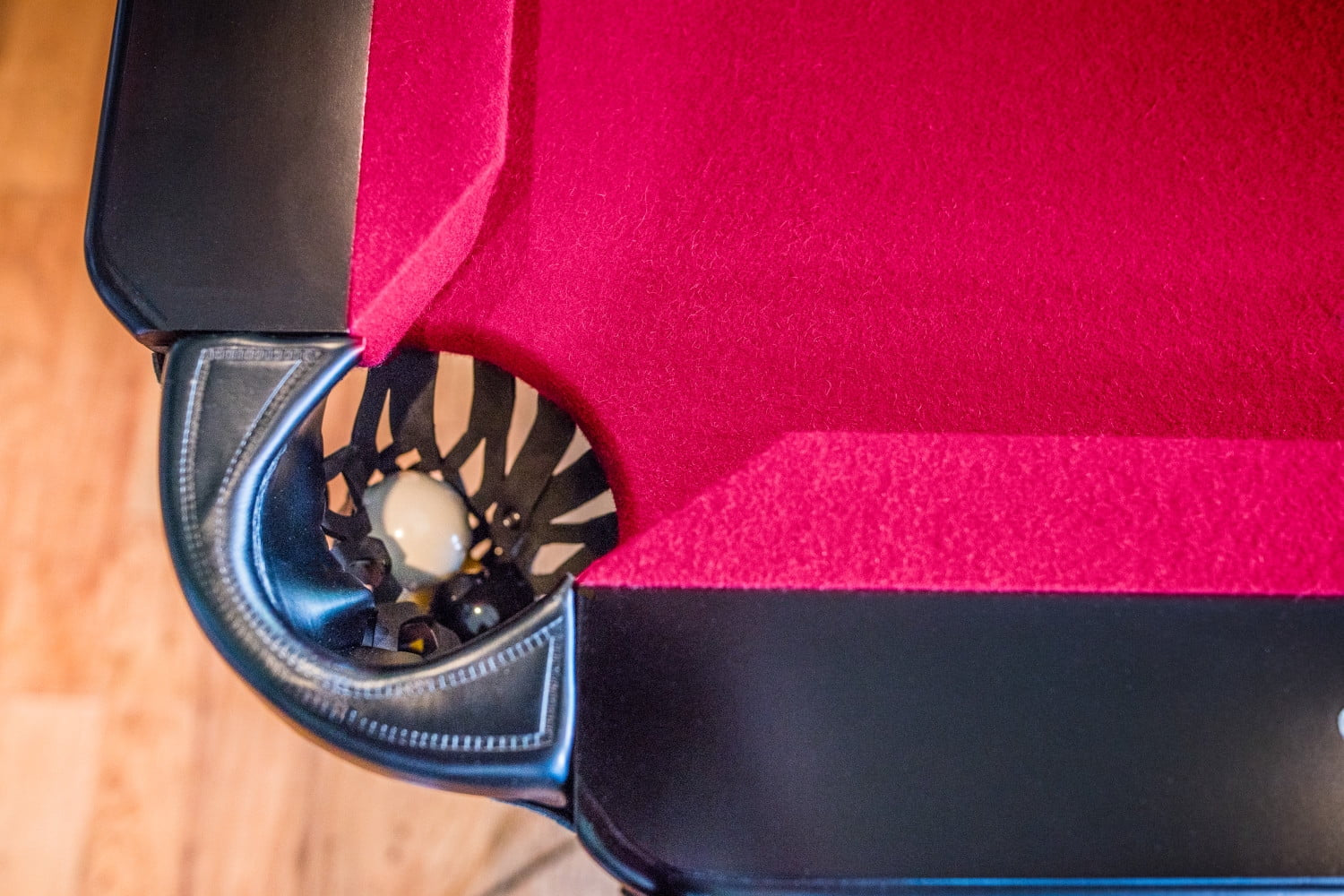 Fullerton Billiard Table - 7.5' - in Dark Chestnut Finish with Triangle Rack, Chalk, Ball Set, Brush and 2 One-Piece Cues