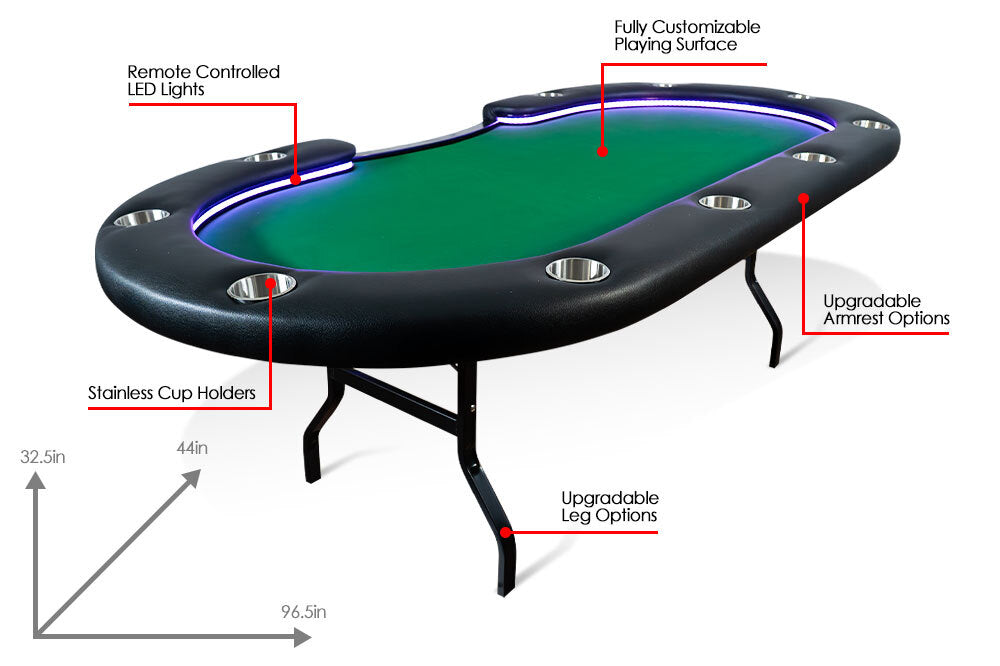 BBO Aces Pro Alpha LED Foldable Poker Table – 10 Player Tournament-Style Table