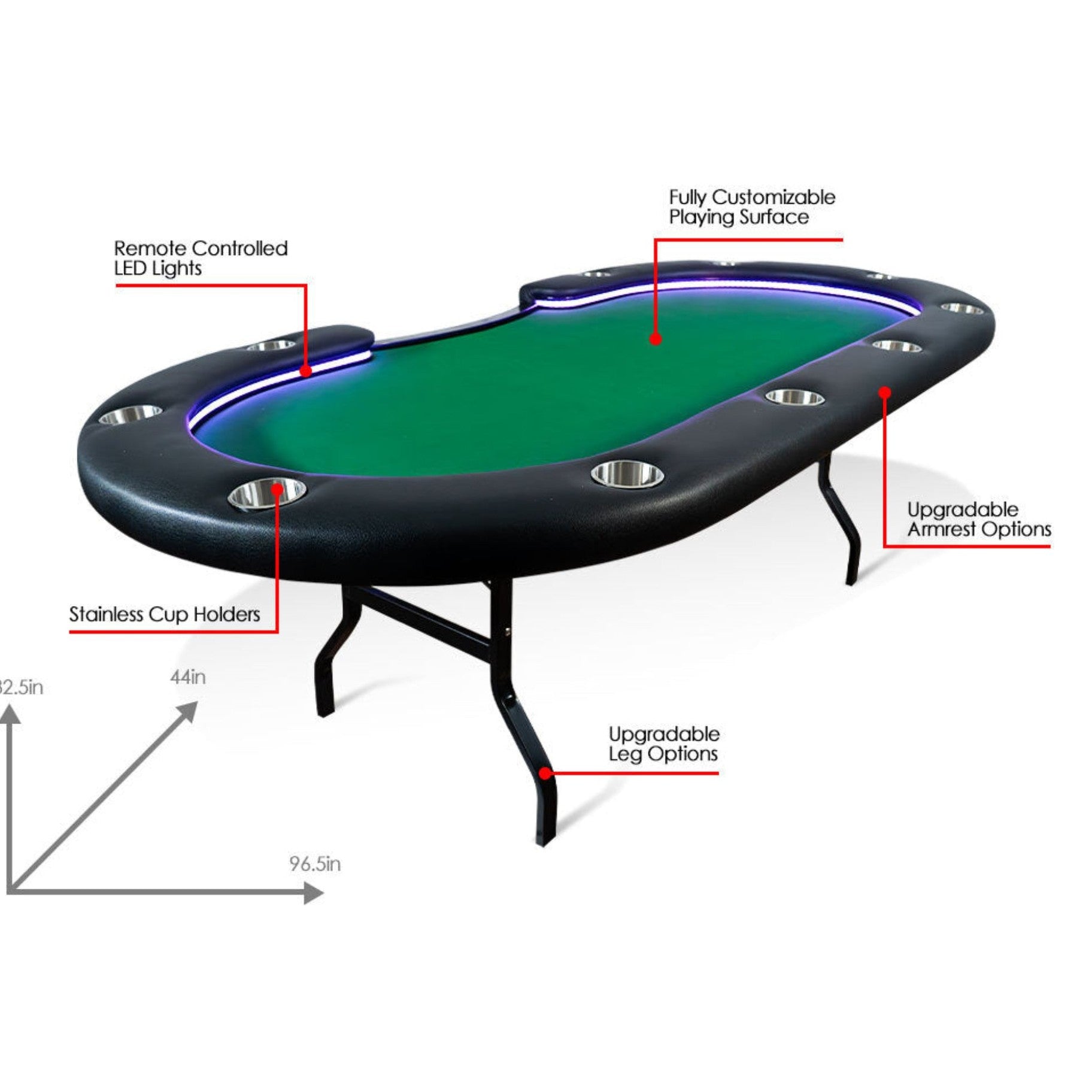 Poker Table with LED Lights | BBO Aces Pro Alpha Foldable Poker Table