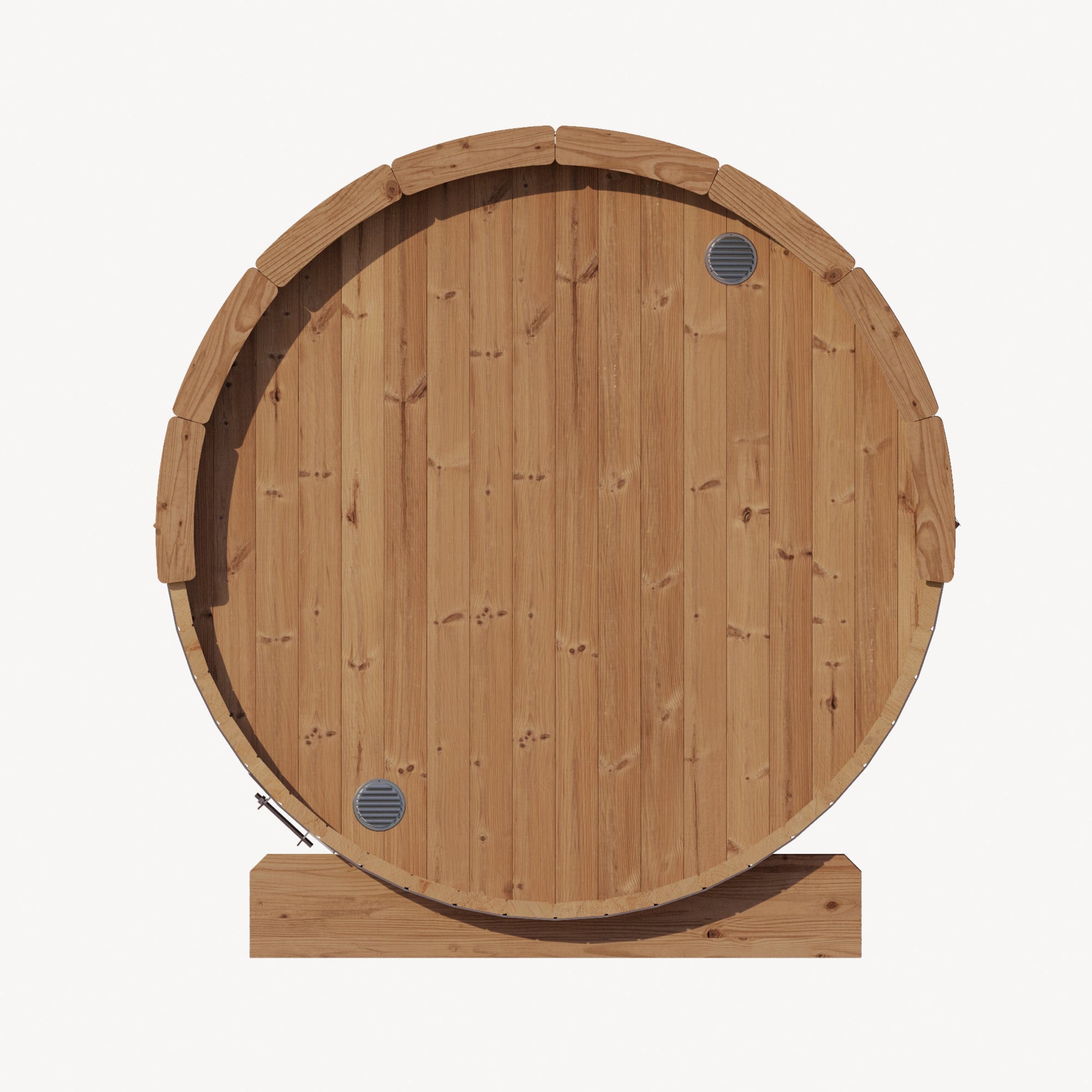 Top view of a wooden barrel on a white background