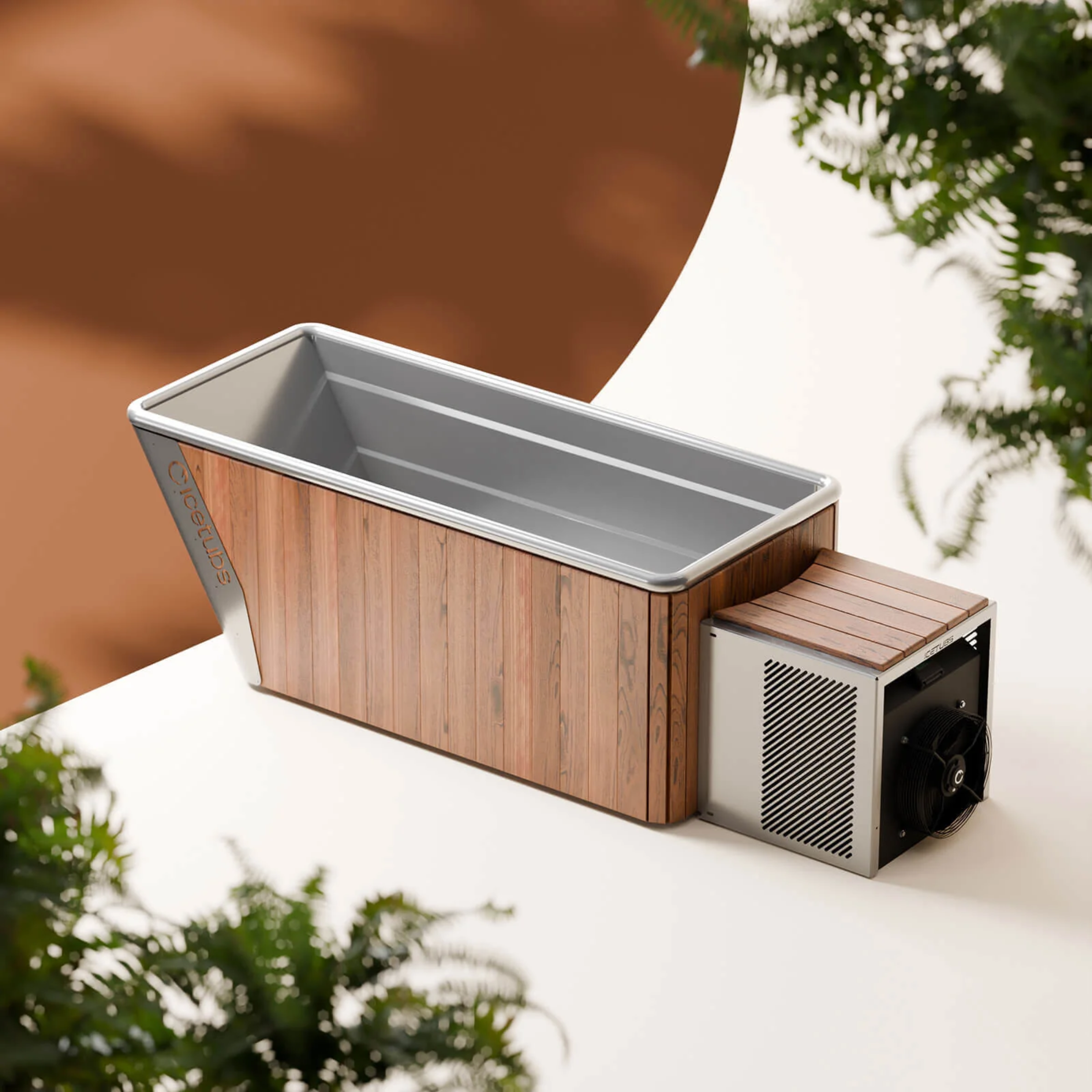 luxury cold plunge tub backyard wellness