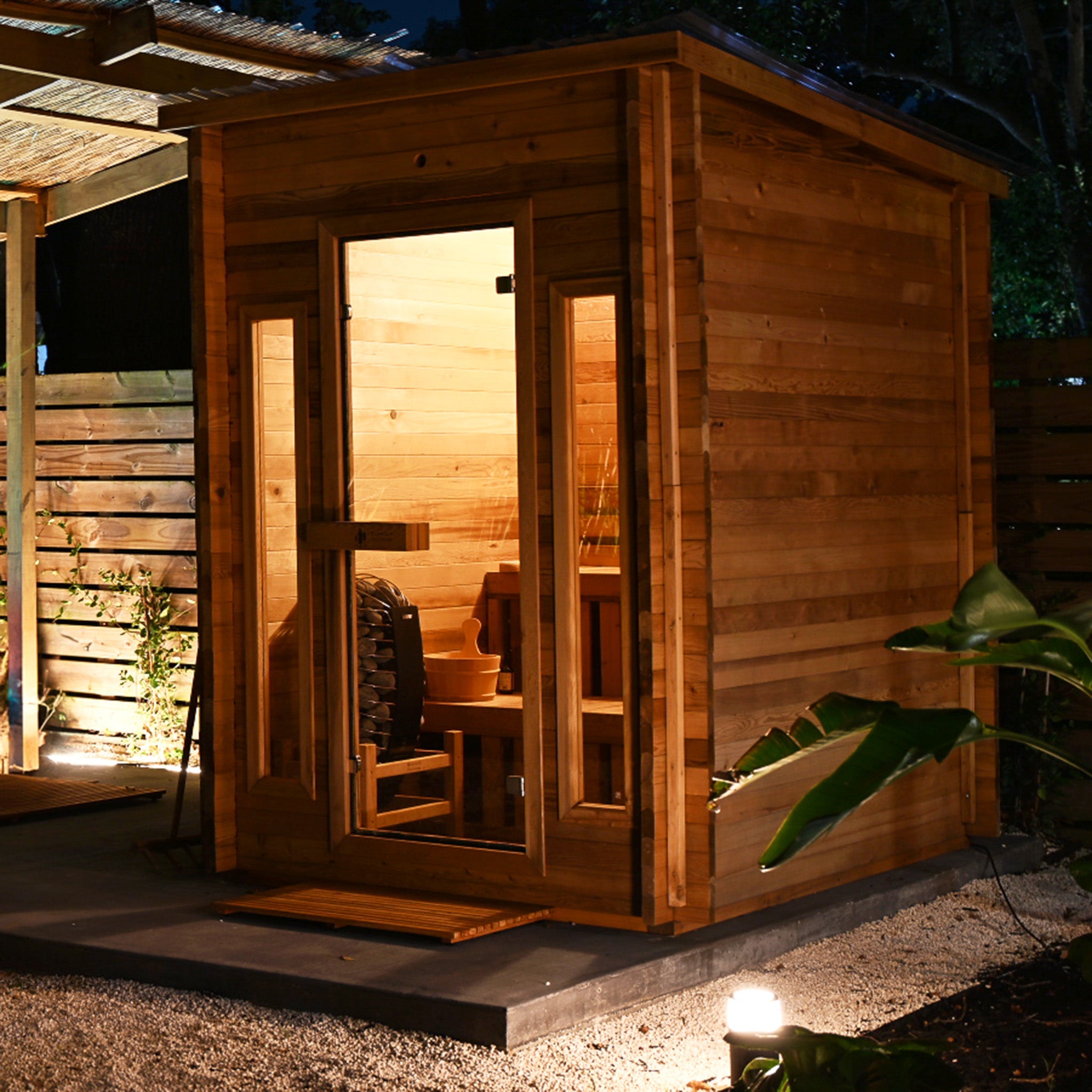 Cabin Outdoor Sauna - 4 Person w/ Harvia KIP 8kW Wi-Fi Heater