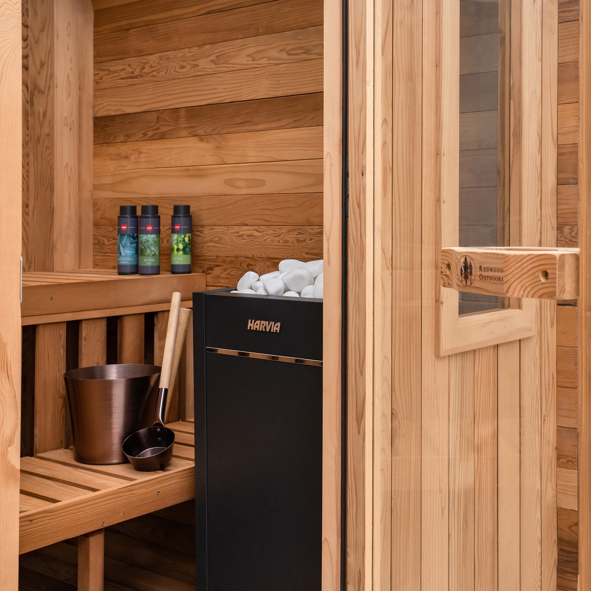 Redwood Summit Outdoor Sauna - 6 Person w/ Harvia KIP 8kW Heater
