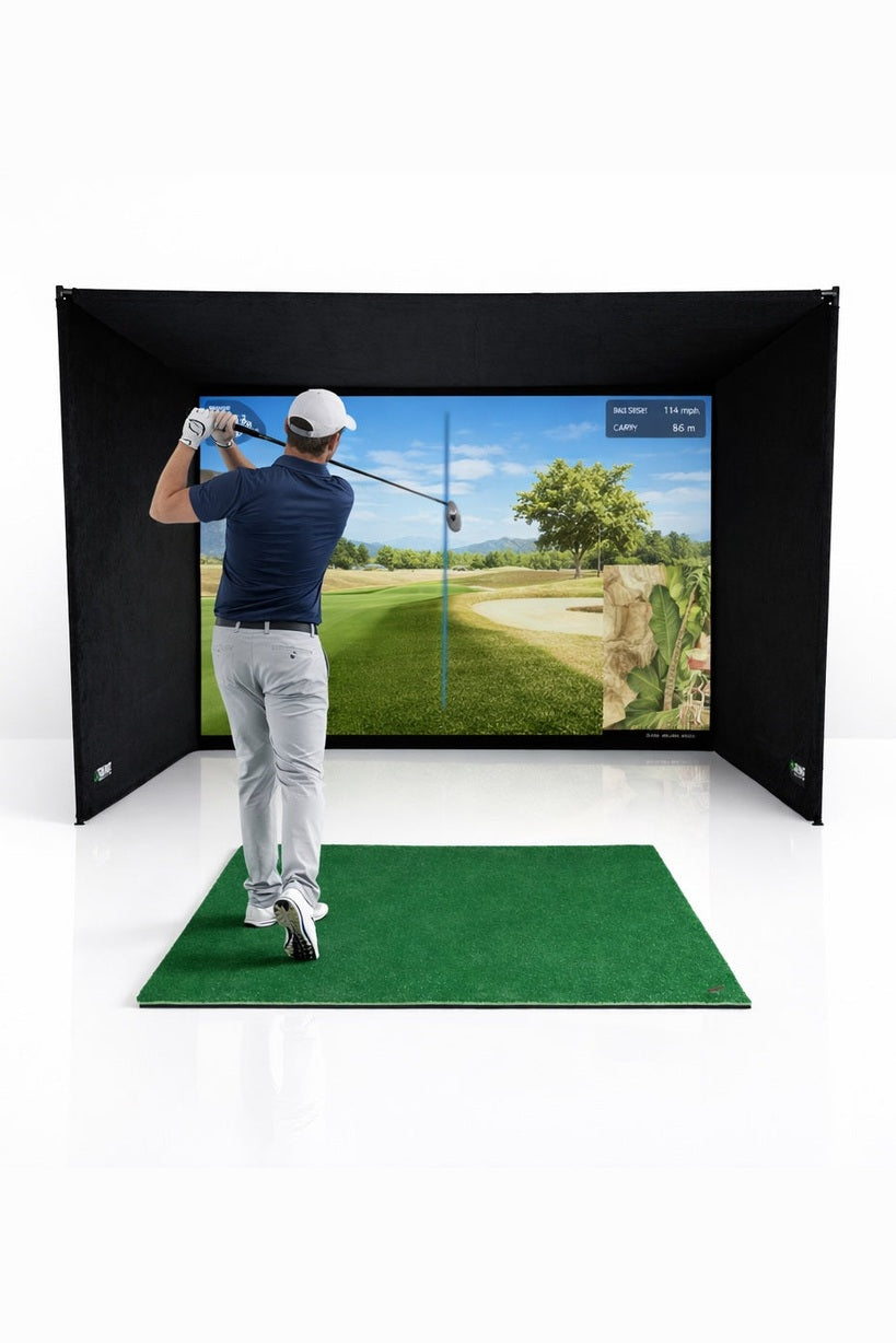 Golf Simulator Enclosure Package | SimBox with Impact Screen and Side Barriers