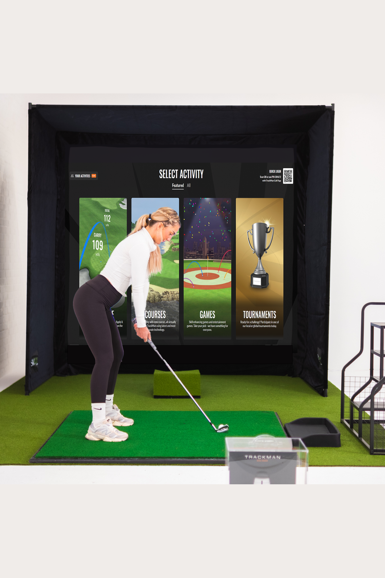 Golf Simulator Enclosure Package | SimBox with Impact Screen and Side Barriers