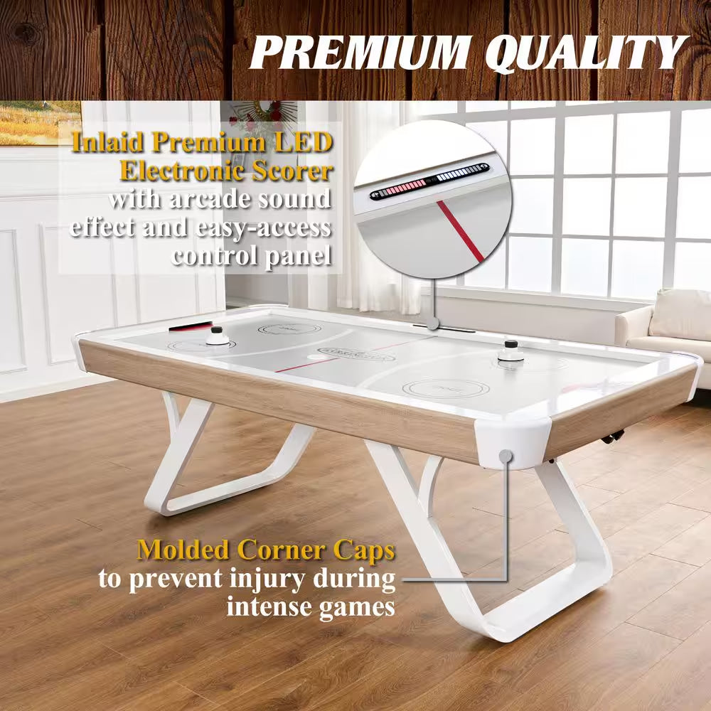 Camden 90" Air Hockey Table with LED Electronic Scorer, Arcade Sound Effects, UV Coated Surface and Pushers and Pucks