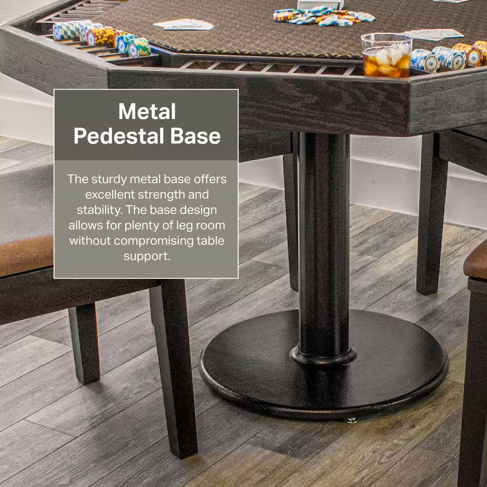 Lost Mill 8 Station Poker Table 1 Quantity in Mocha Oak 1 Pack with 8 Solid Wood Chip Trays