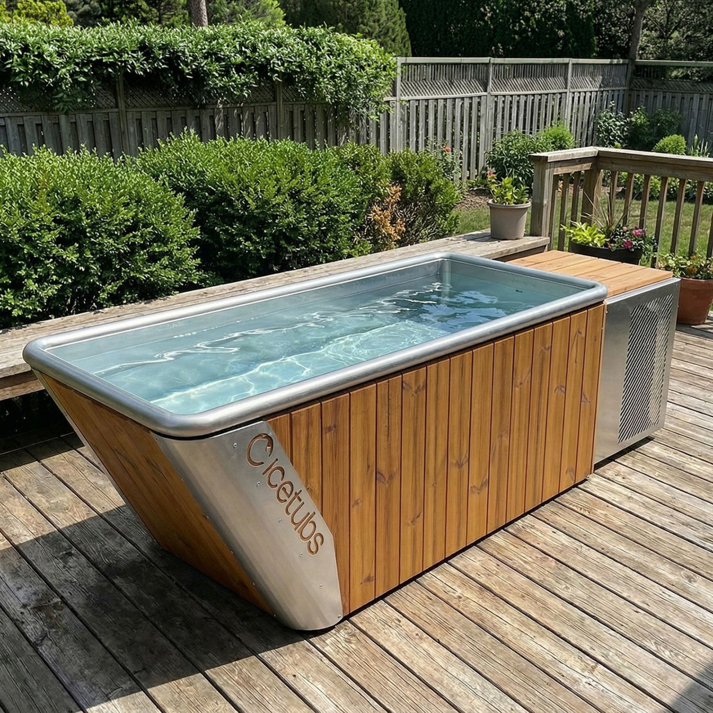 luxury cold plunge tub backyard wellness