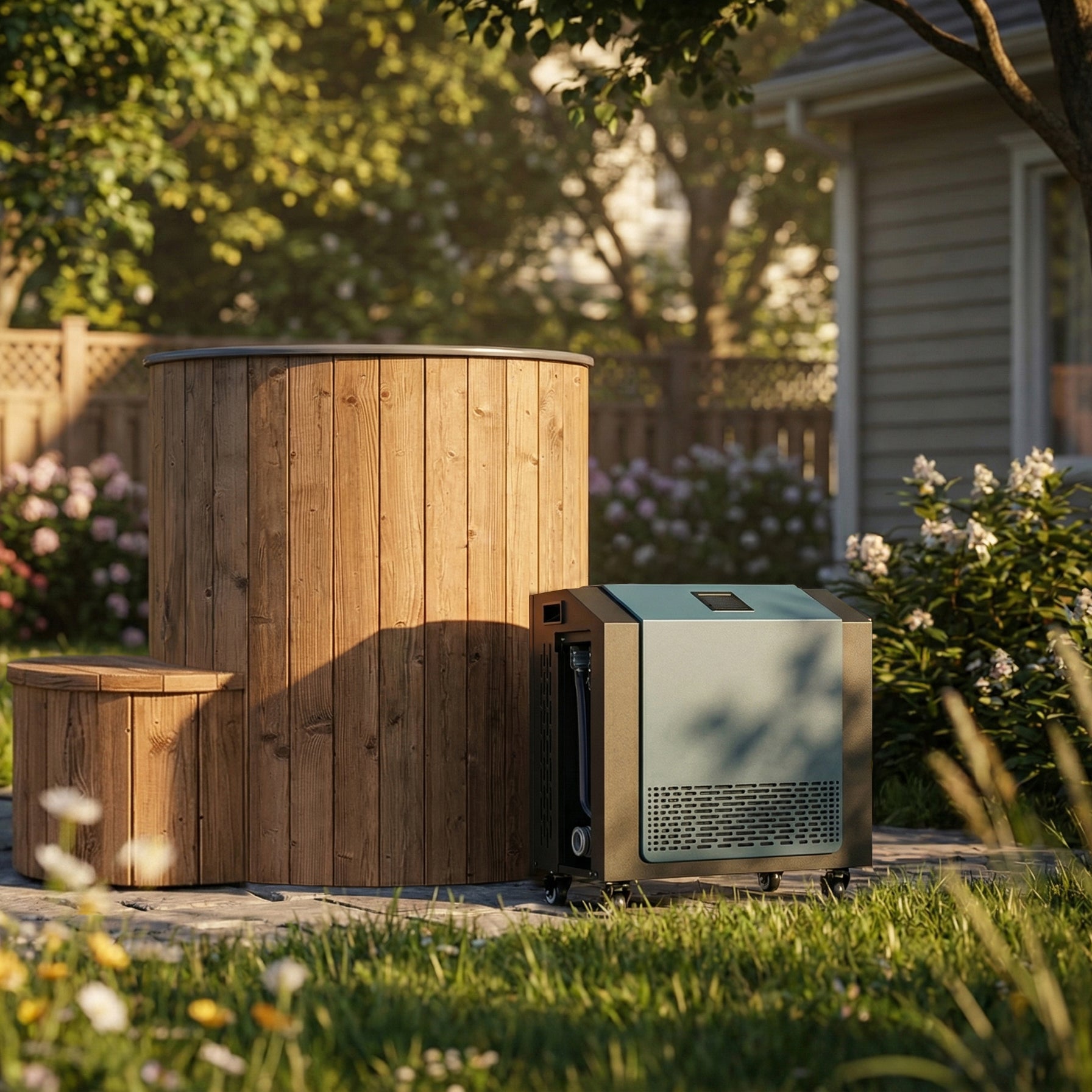 SaunaLife S1NC Hot & Cold Plunge Tub Package – 1 Person Cold Plunge with Chiller & Heater