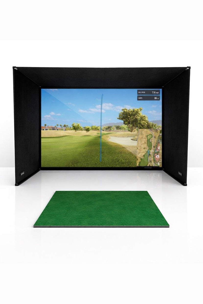 Golf Simulator Enclosure Package | SimBox with Impact Screen and Side Barriers